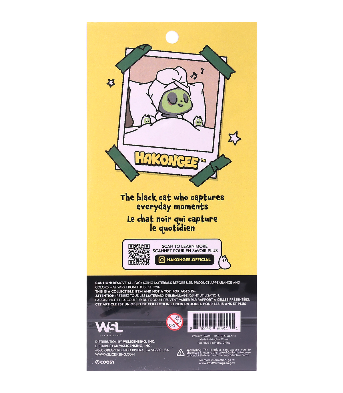 Back of Hakongee Weekend sticker sheet packaging with brand tagline and barcode information