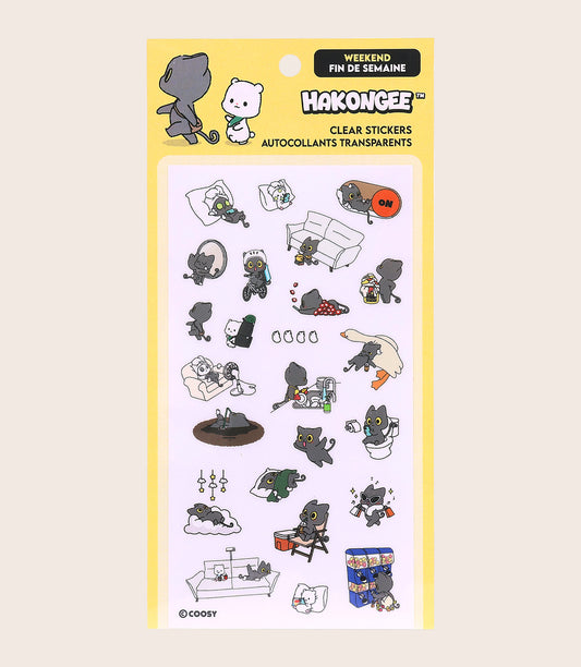 Hakongee Season 2 Weekend clear sticker sheet packaging front showing full sheet of illustrations
